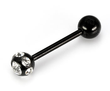 Штанга для мови з чорним покриттям DISCO Jeweled Ball