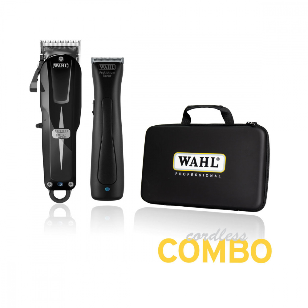 Набор парикмахерских машинок Wahl Cordless Combo Super Taper Cordless Black+Beret Stealth 08592-017H