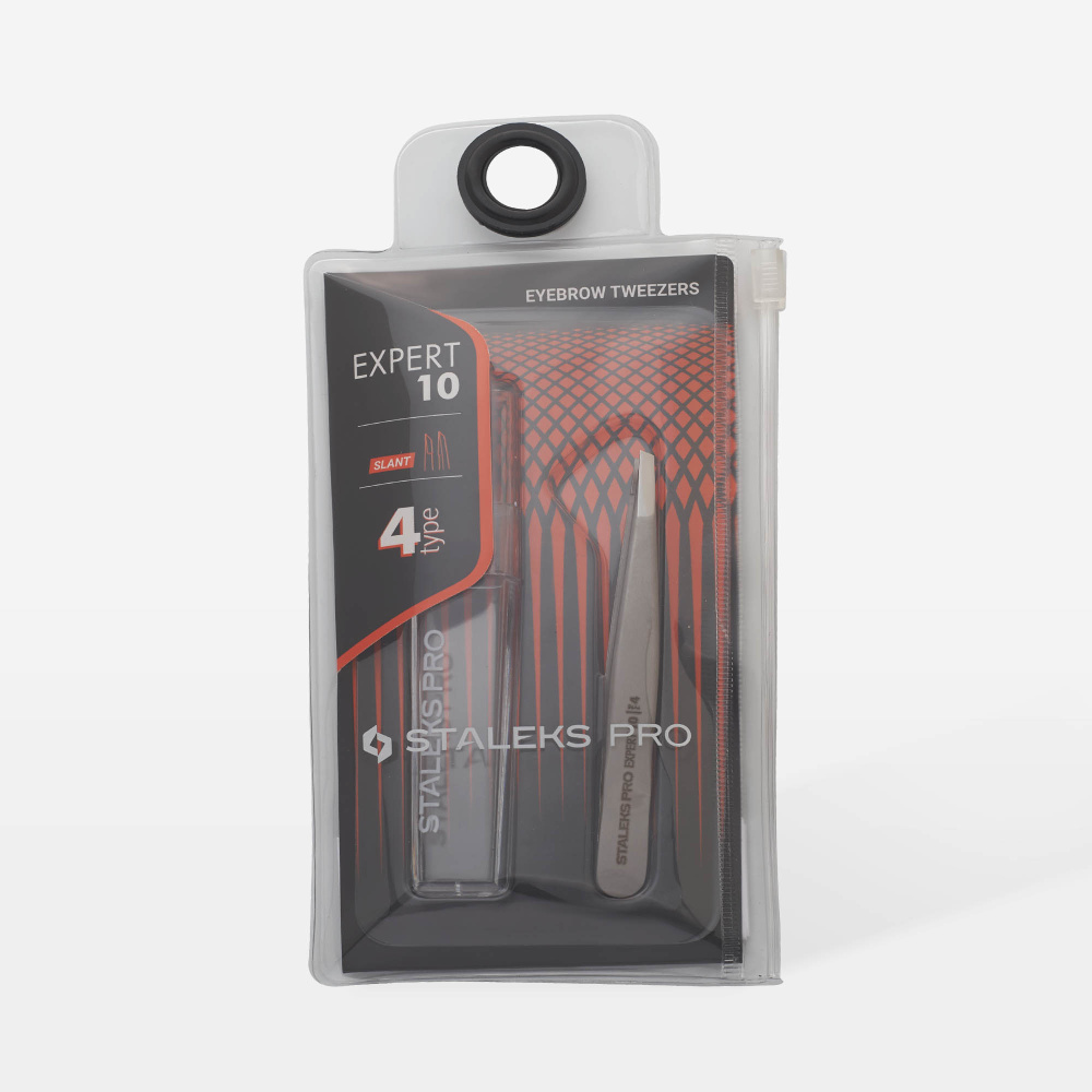 Пинцет Сталекс для бровей Expert TE-10/4 (узкие скошенные кромки)