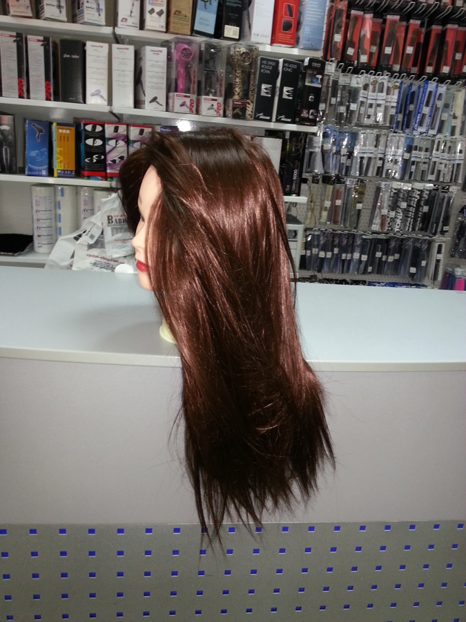 Голова-манекен SPL искусственные волосы "шатен" 50-55см + штатив 518/C-4