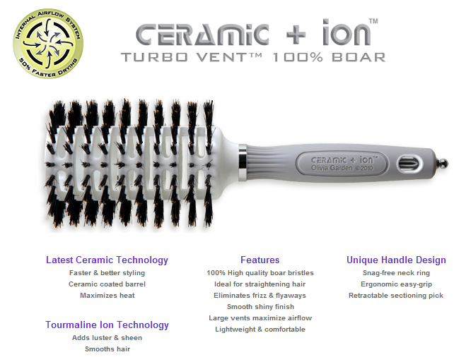 Браш Olivia Garden Turbo Vent Boar D22 щетина CITVB22