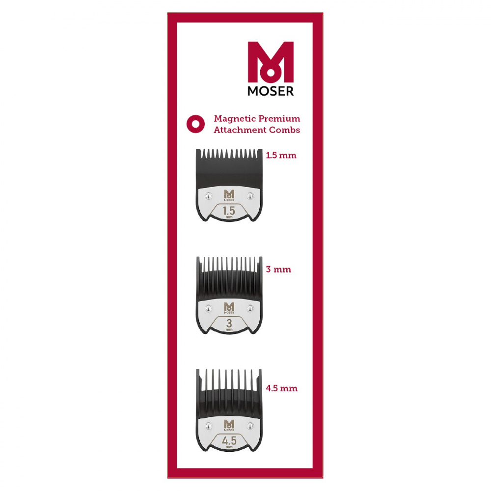 Комплект магнитных насадок Moser Magnetic Premium 3шт 1,5мм 3мм 4,5мм 1801-7010