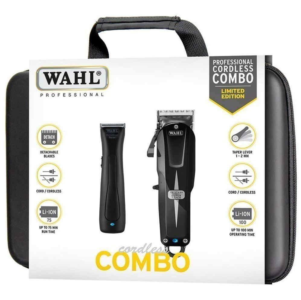 Набор парикмахерских машинок Wahl Cordless Combo Super Taper Cordless Black+Beret Stealth 08592-017H