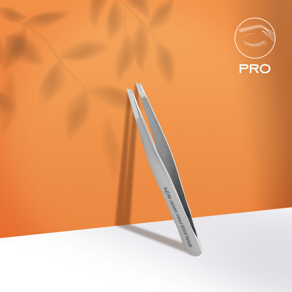 Пинцет Сталекс для бровей Expert TE-10/4 (узкие скошенные кромки)