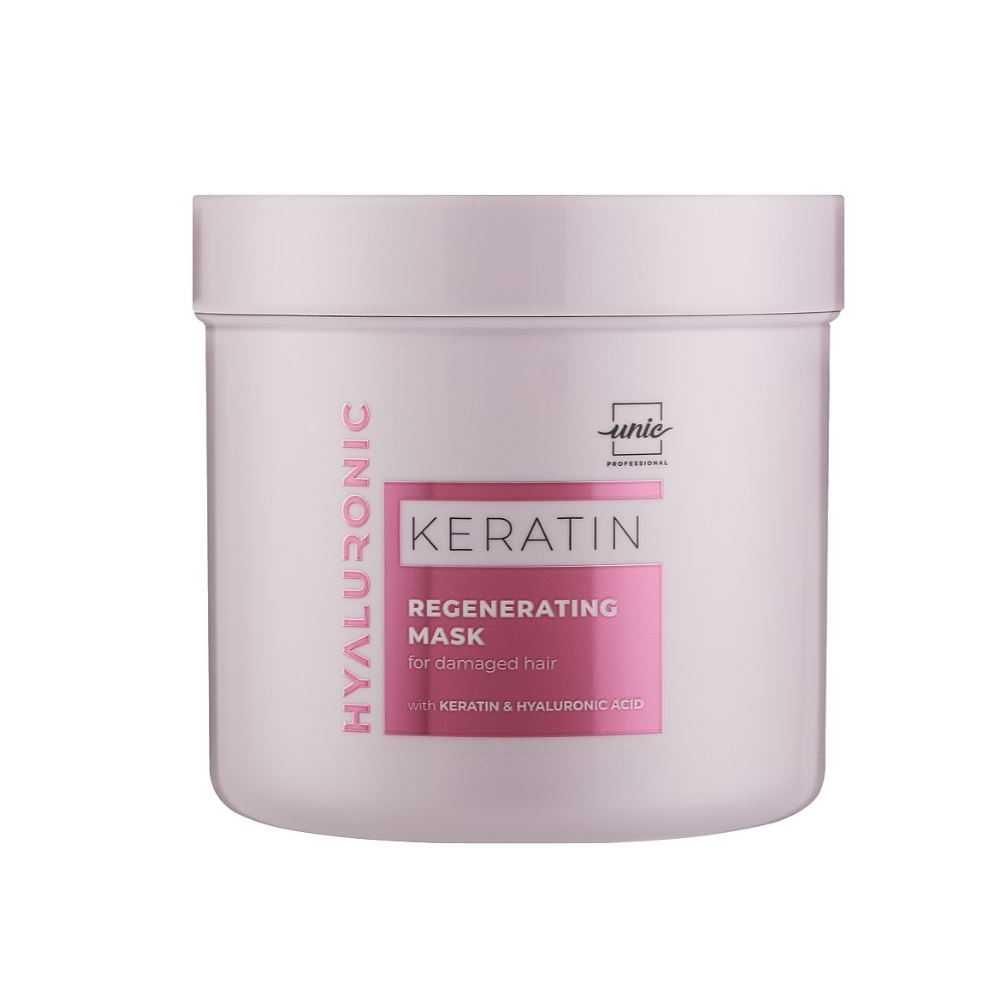 Маска Unic Hyaluronic Keratin Regenerating Mask, що відновлює для пошкодженого волосся 500мл
